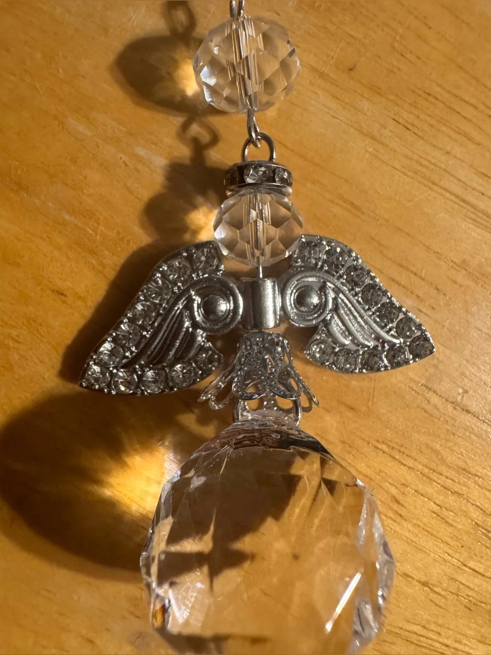 Angel Silver Tone Rhinestone Acrylic Metal Keychain